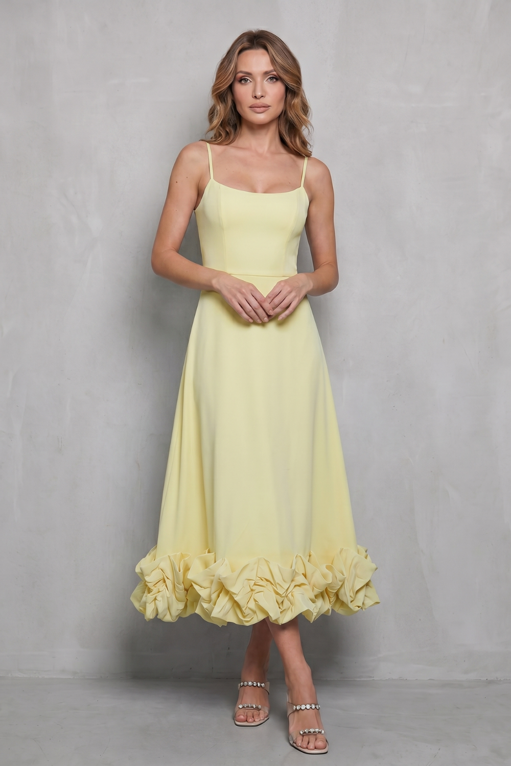 Damen ärmelloses Rüschen Midi-Kleid elegant - Image 10