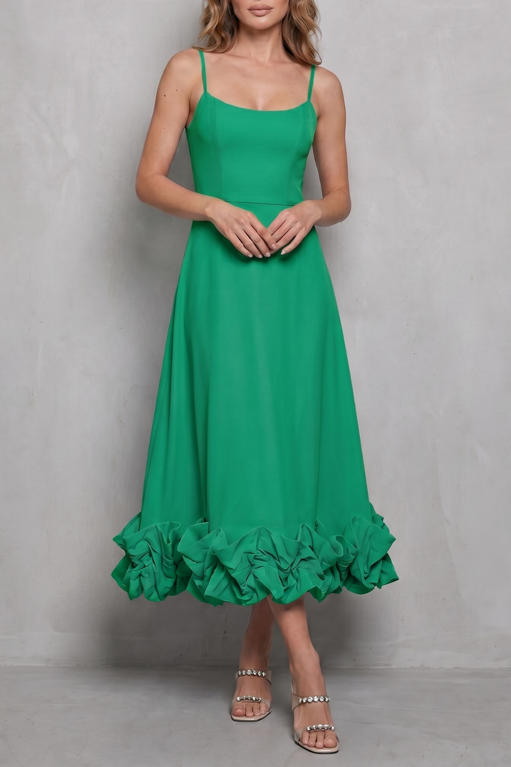 Damen ärmelloses Rüschen Midi-Kleid elegant - Image 15