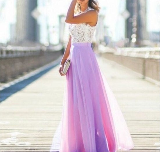 Damen Langes Kleid Florale Spitze Maxikleid - Image 3