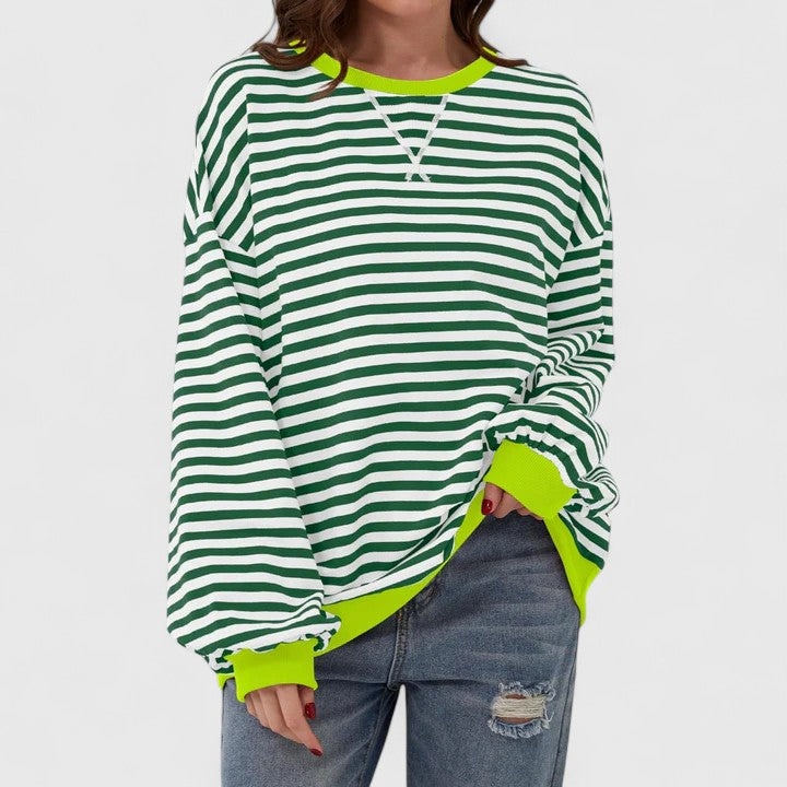 Damen Pullover Gestreift Locker Rundhals - Image 12