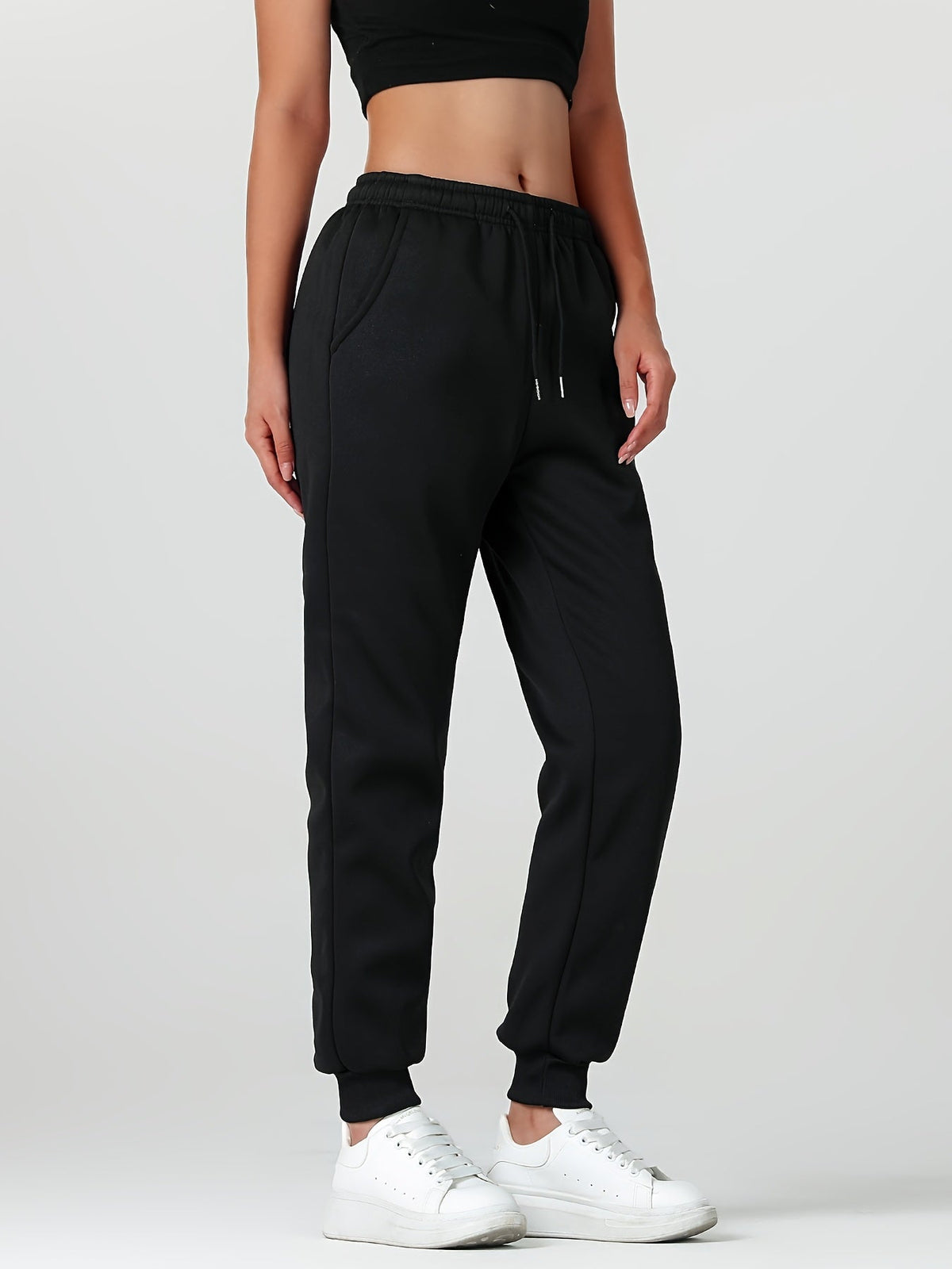 Damen Gefütterte Jogginghose mit Bündchen Winter Kuschelig - Image 5