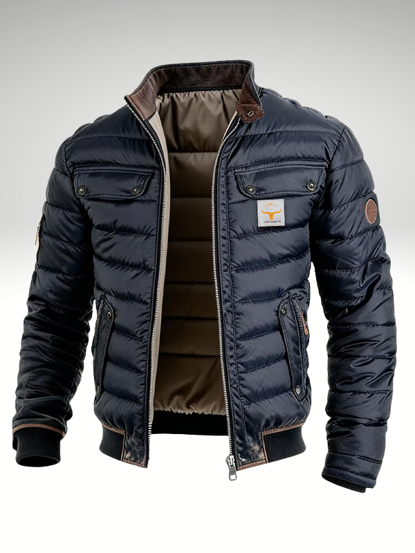 Herren Wattierte Winterjacke Kurz Steppjacke