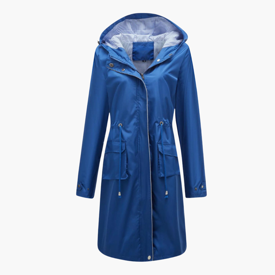 Damen Trenchcoat Kapuze Reißverschluss - Image 7