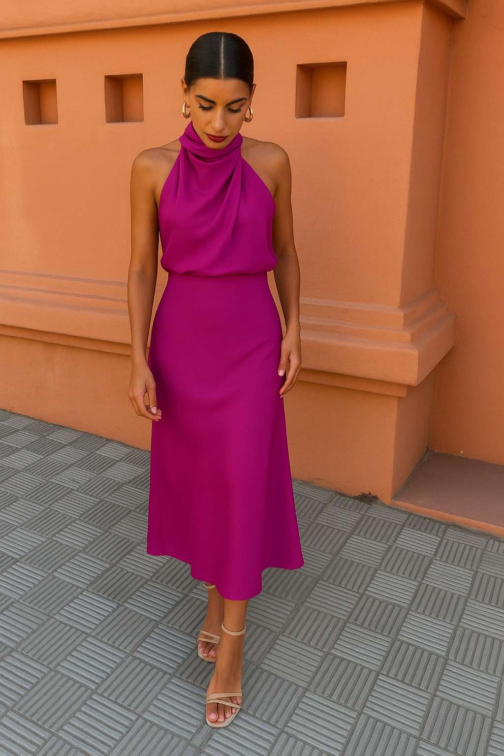 Damen Satin Abendkleid Rückenausschnitt - Image 8