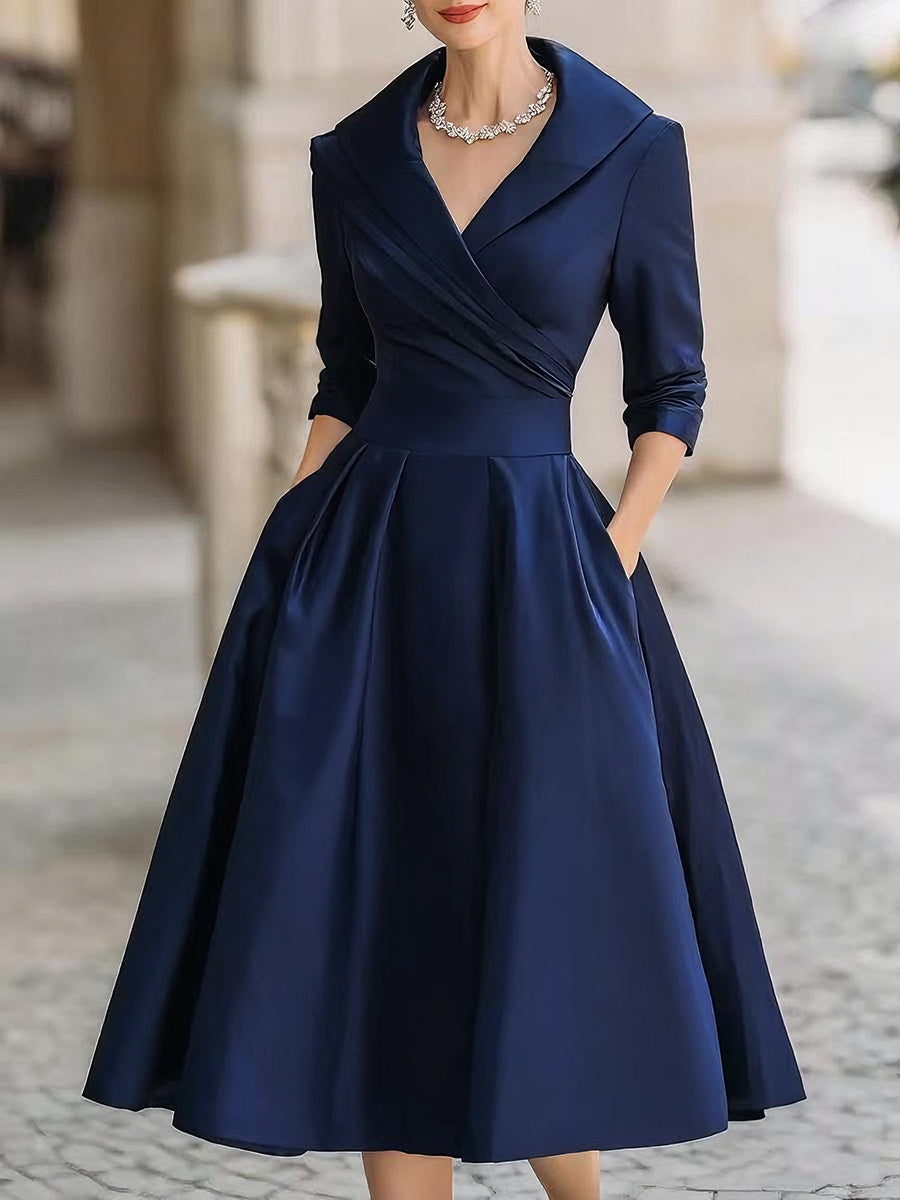Damen Elegantes Midikleid Vintage Festlich - Image 5