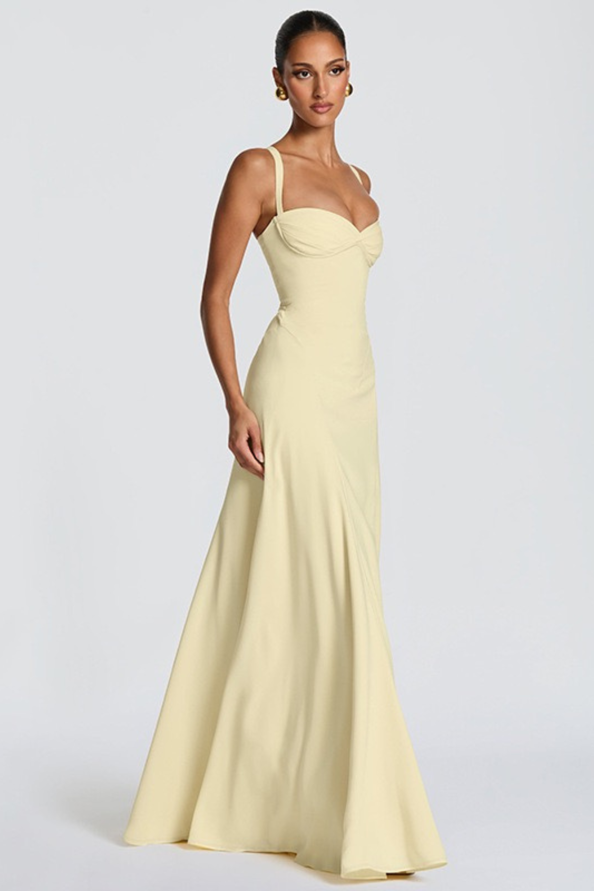 Damen Maxikleid Herz-Ausschnitt Crêpe Georgette festlich - Image 9