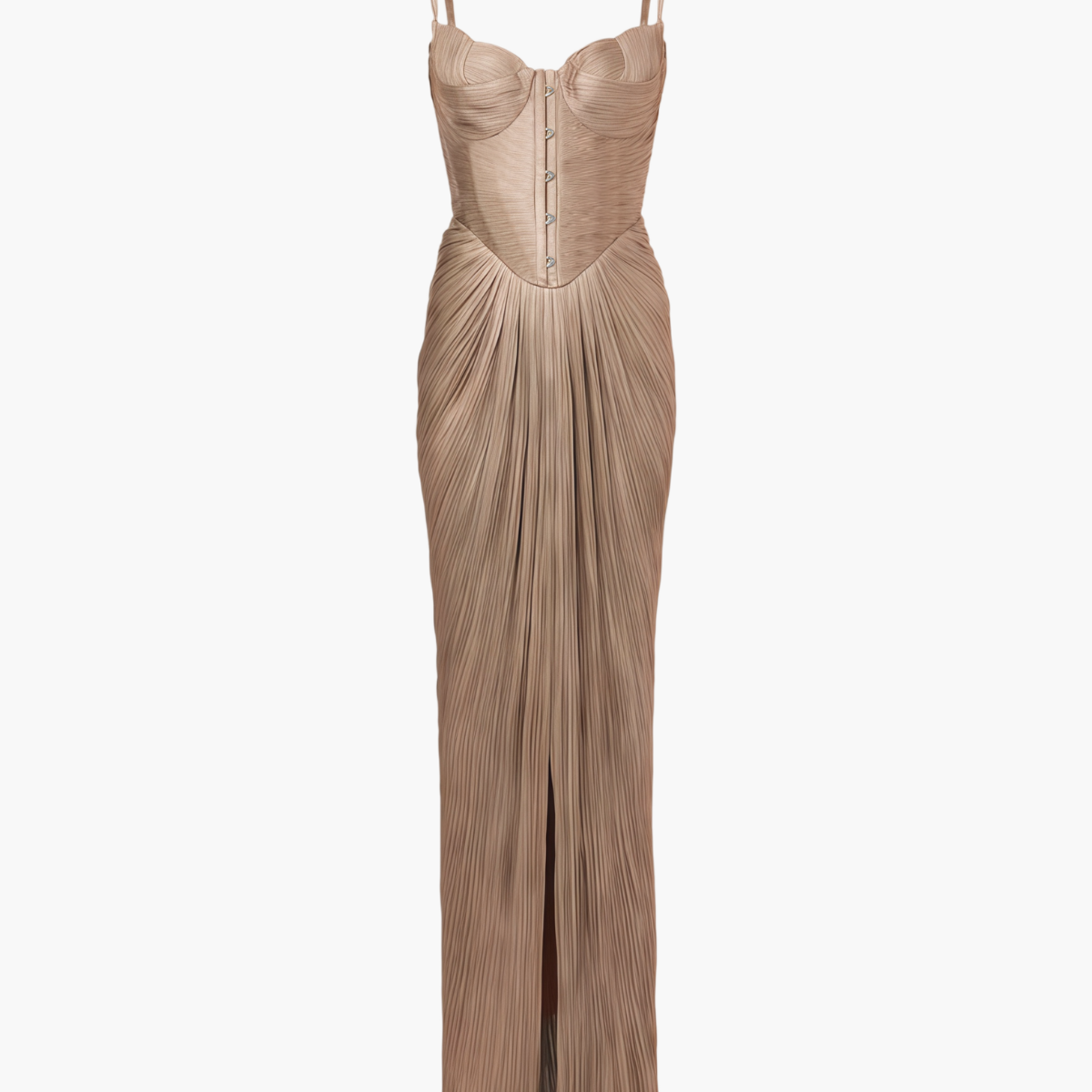 Damen Goldenes Maxikleid Korsett Plissee Drapiert - Image 7