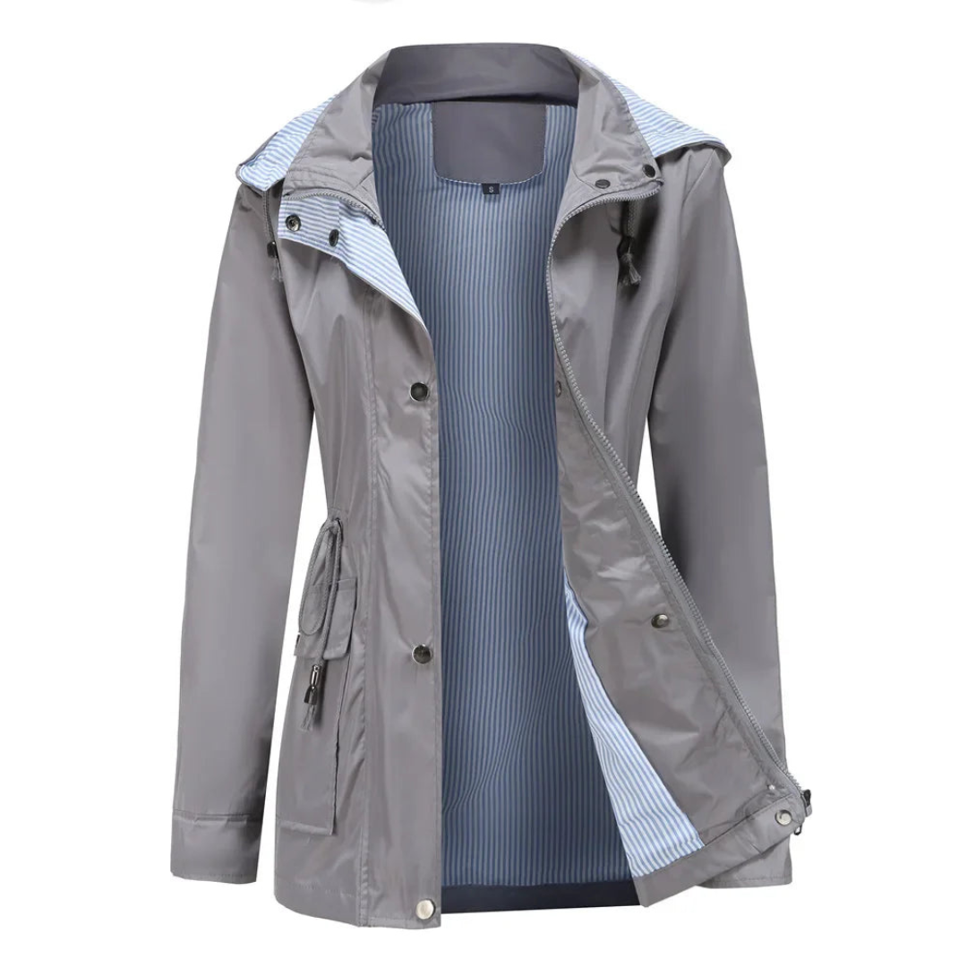 Damen Wasserdichter Trenchcoat mit Kapuze lang - Image 3