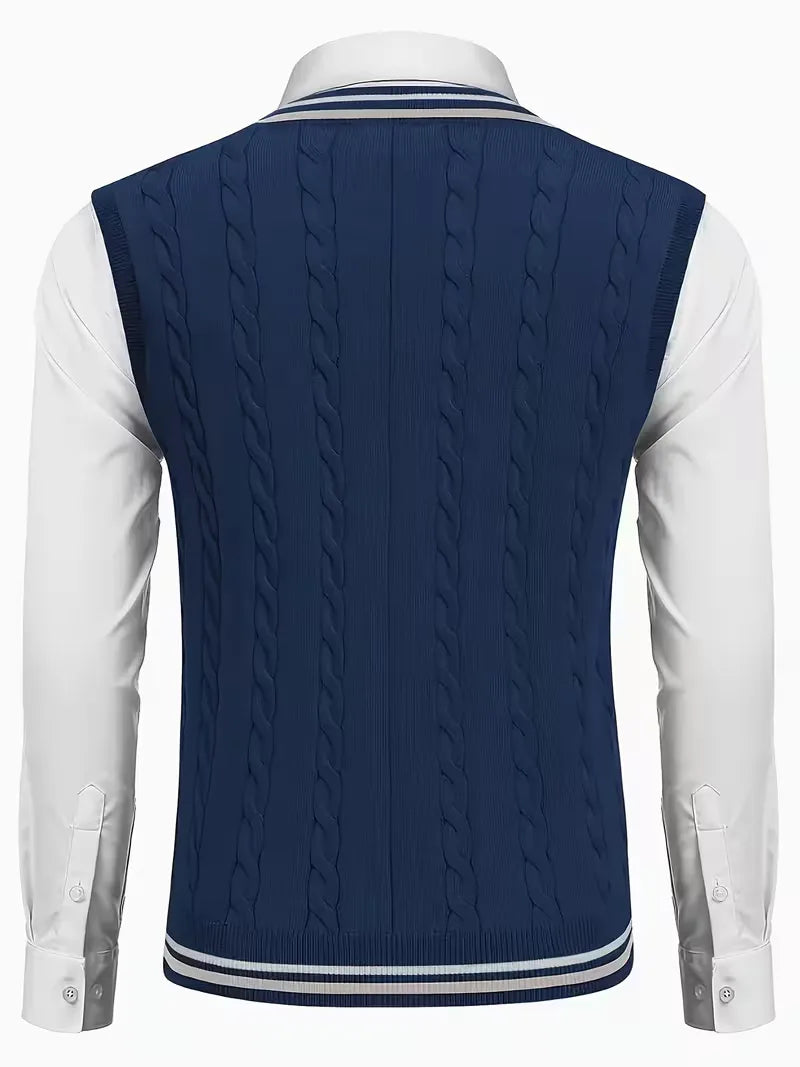 Herren Strick V-Ausschnitt Weste - Image 38
