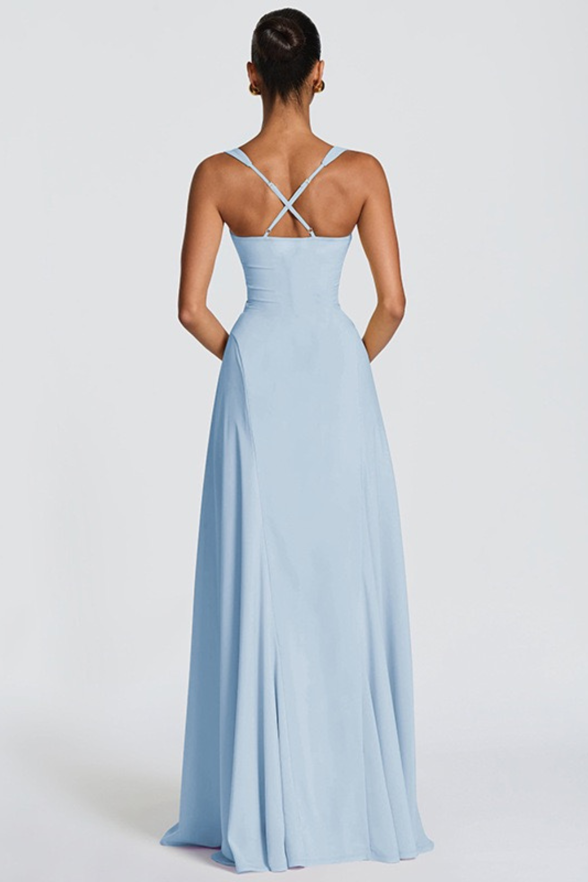 Damen Maxikleid Herz-Ausschnitt Crêpe Georgette festlich - Image 3