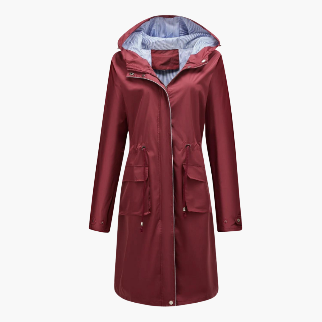 Damen Trenchcoat Kapuze Reißverschluss - Image 4