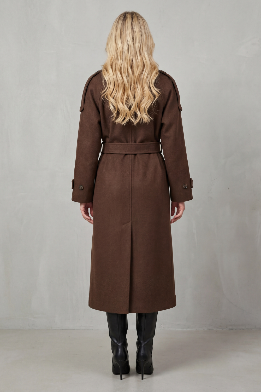 Damen Oversized Trenchcoat Lang Braun - Image 4