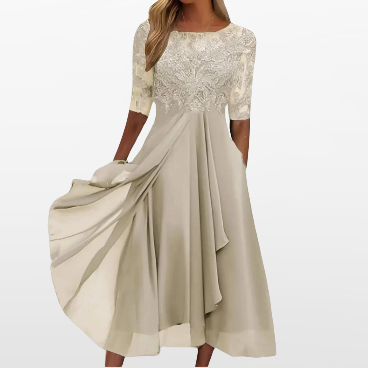 Damen Spitzenkleid Midi Festlich - Image 3