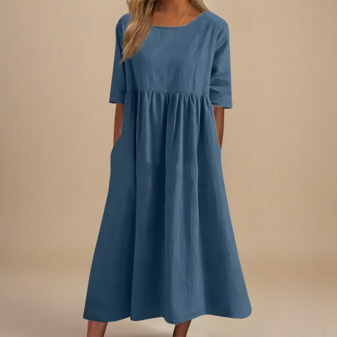 Damen Sommer Midikleid Relaxed Fit mit Taschen - Image 2