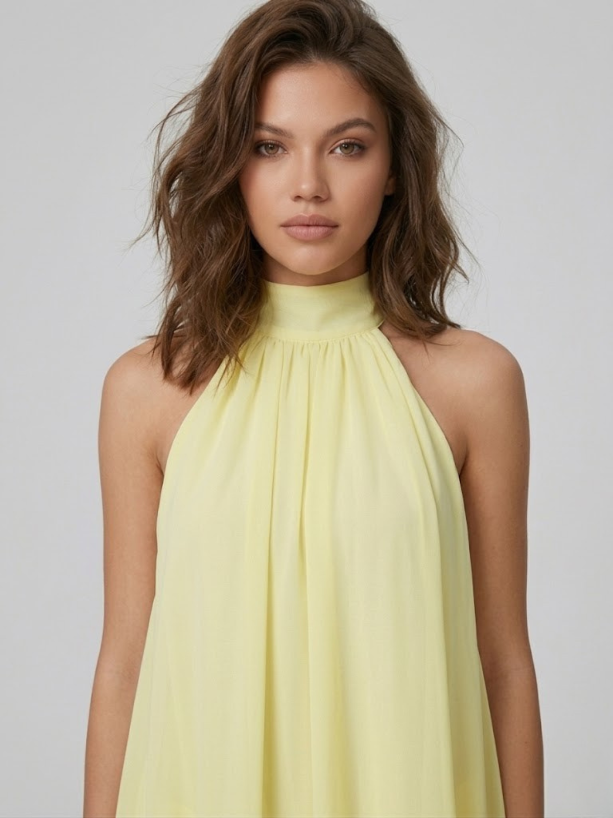Damen Minikleid Neckholder Rückenfrei Stufenrüschen - Image 10