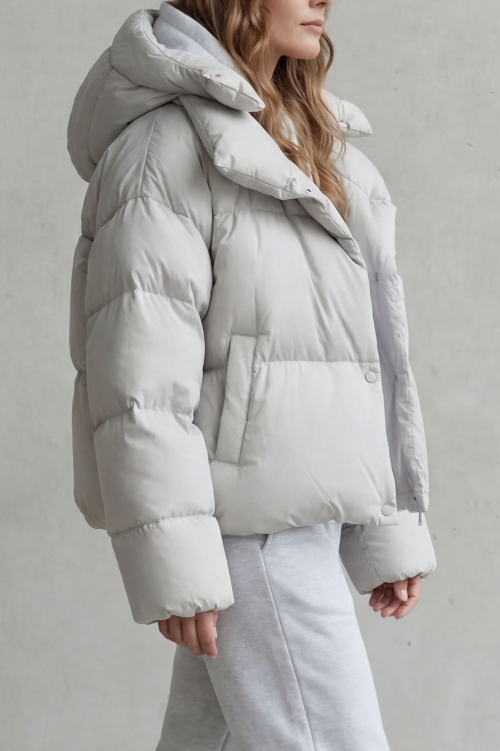 Damen Kurze Steppjacke Cropped Pufferjacke - Image 4
