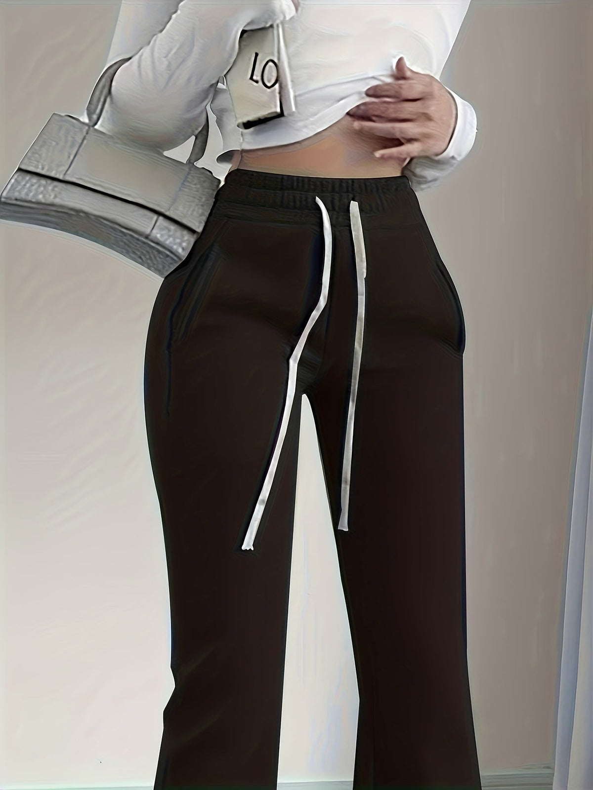 Damen Schlaghose Hoher Bund High Waist Hose - Image 6