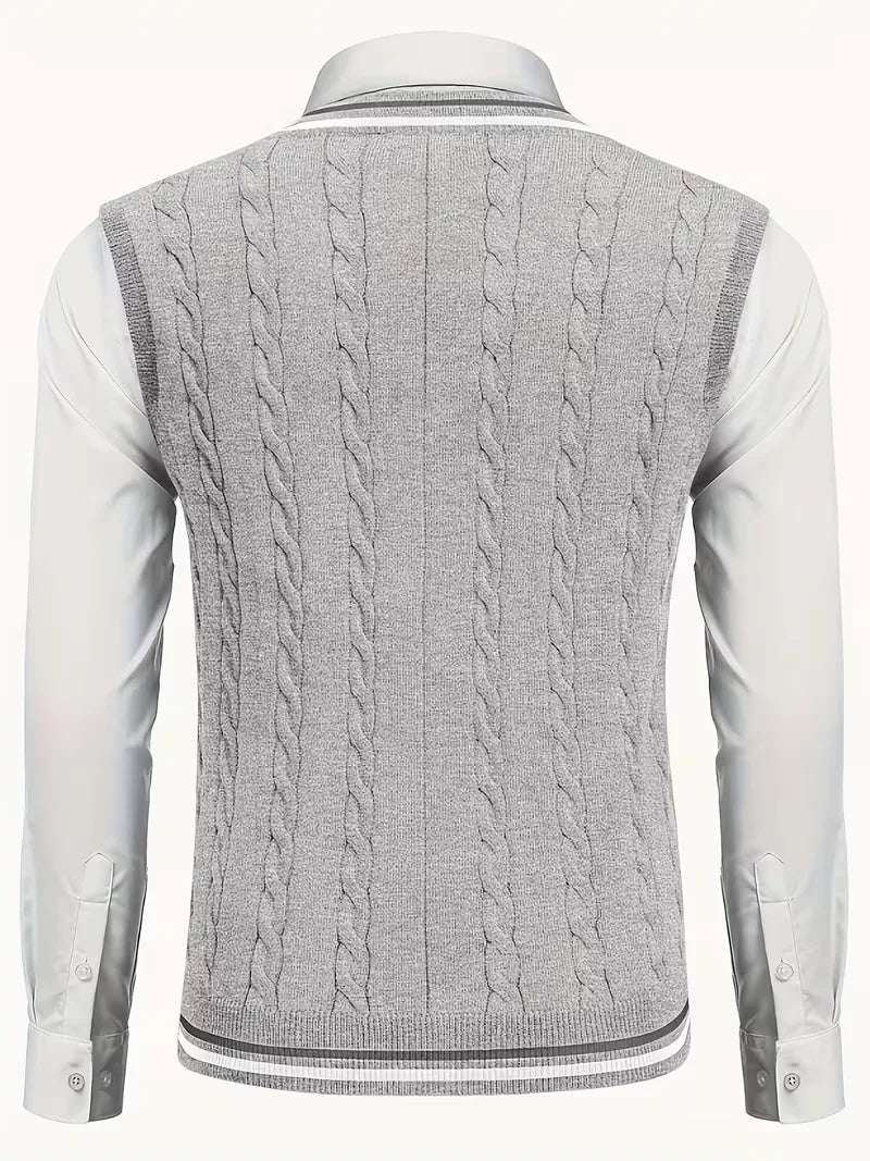 Herren Strick V-Ausschnitt Weste - Image 33