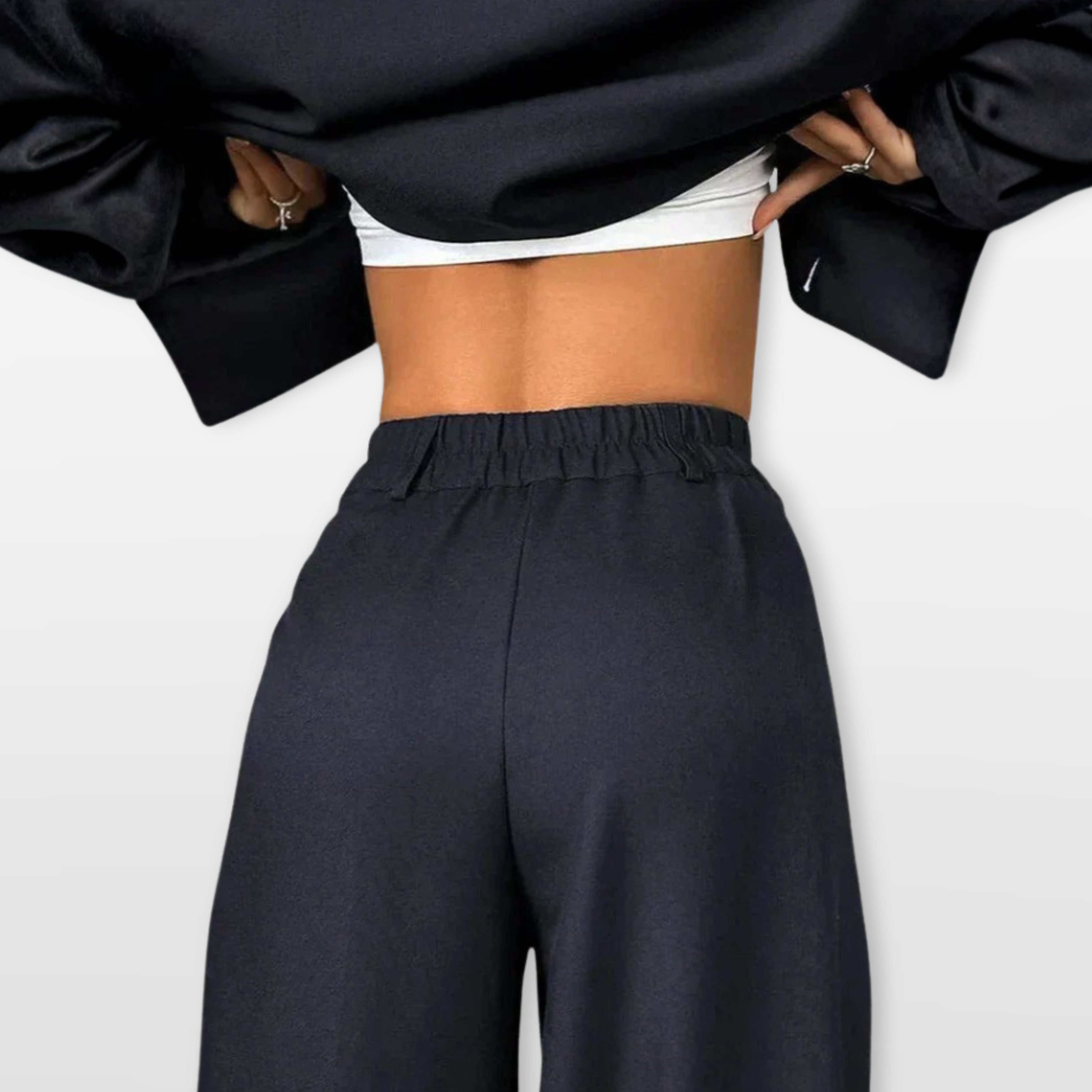 Damen Hosenanzug Weite Hose Kurzer Blazer Zweiteiler - Image 5