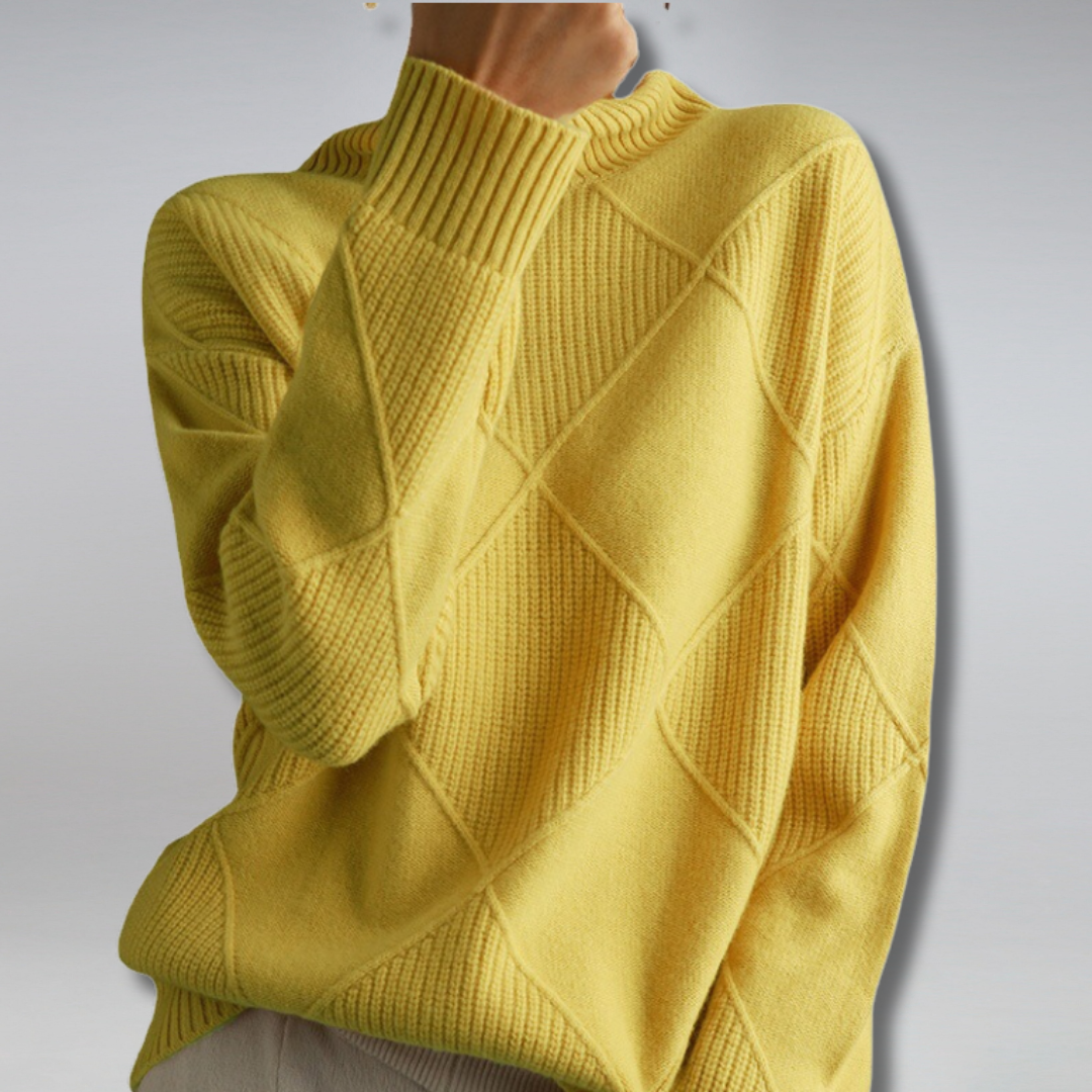 Damen Rollkragenpullover Karomuster Feinstrick - Image 3