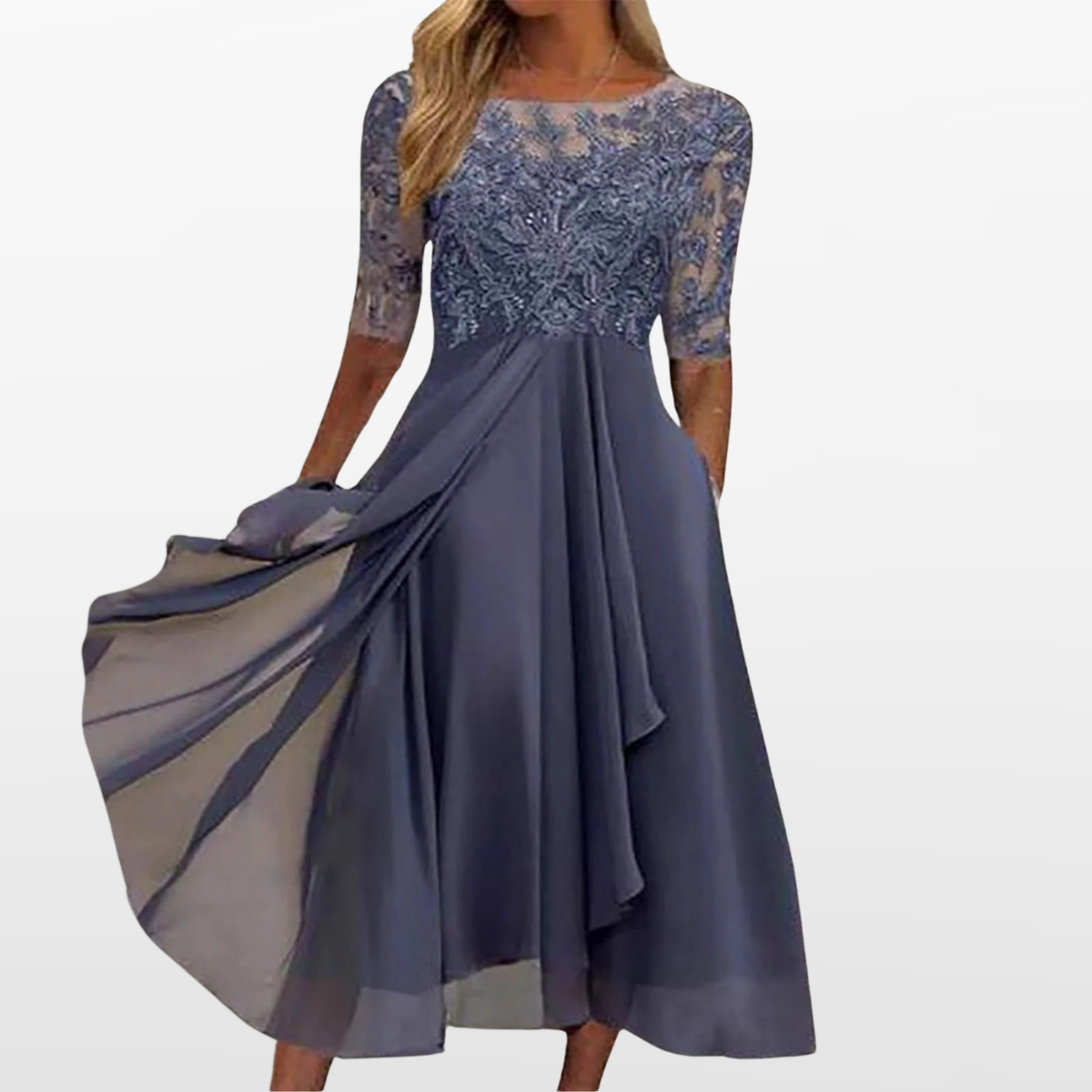 Damen Spitzenkleid Midi Festlich - Image 5