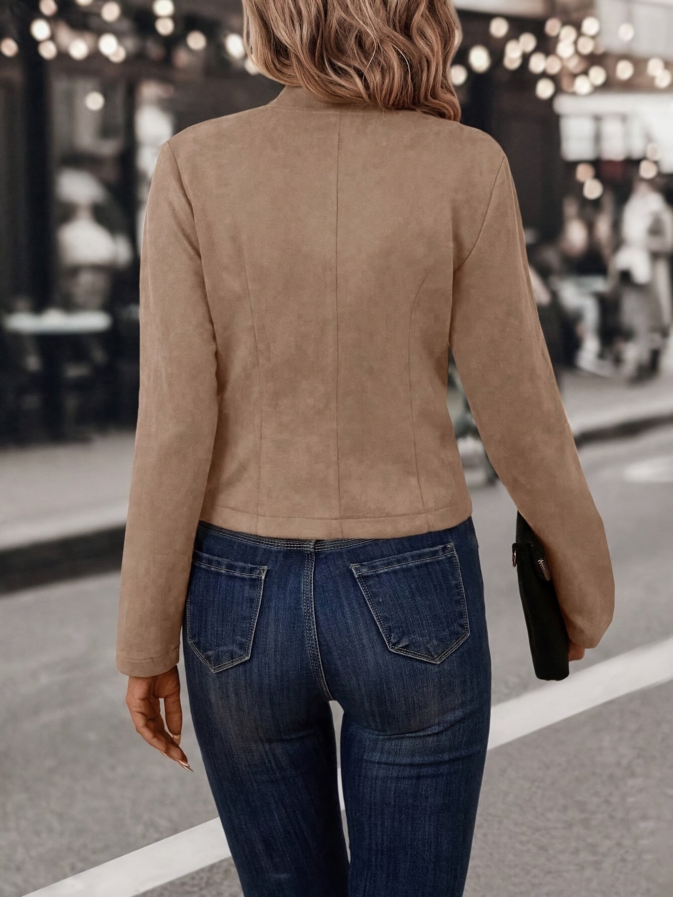 Damen Übergangsjacke Wildlederimitat Zweireihig - Image 2