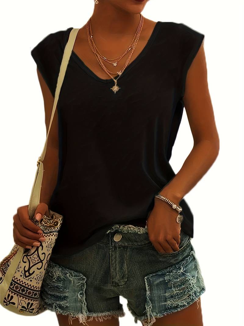 Damen Tanktop V-Ausschnitt Fließend Lässig - Image 2