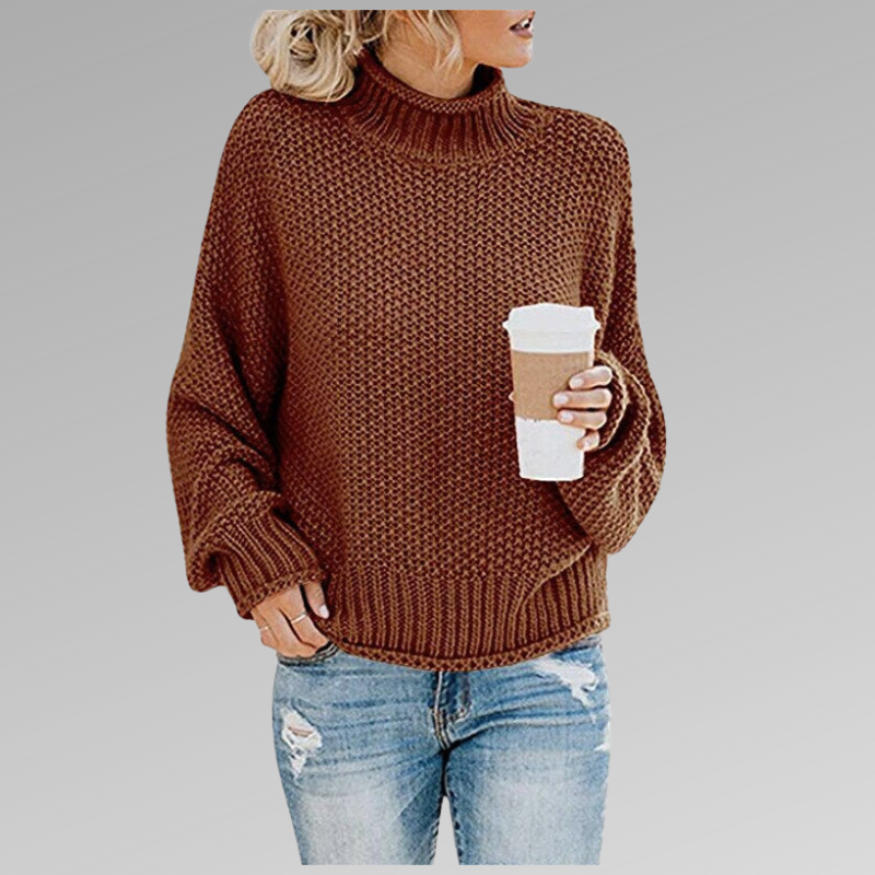 Damen Eleganter Strickpullover Stehkragen - Image 4