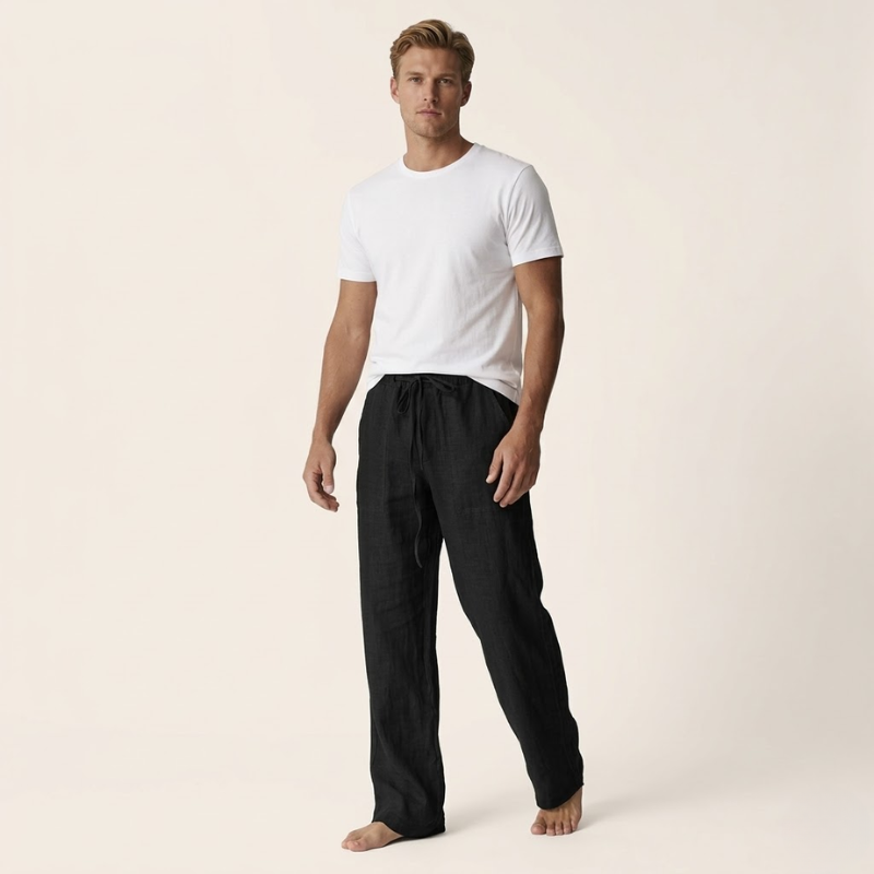 Men's Linen Cotton Drawstring Pants Loose Fit Summer - Image 7