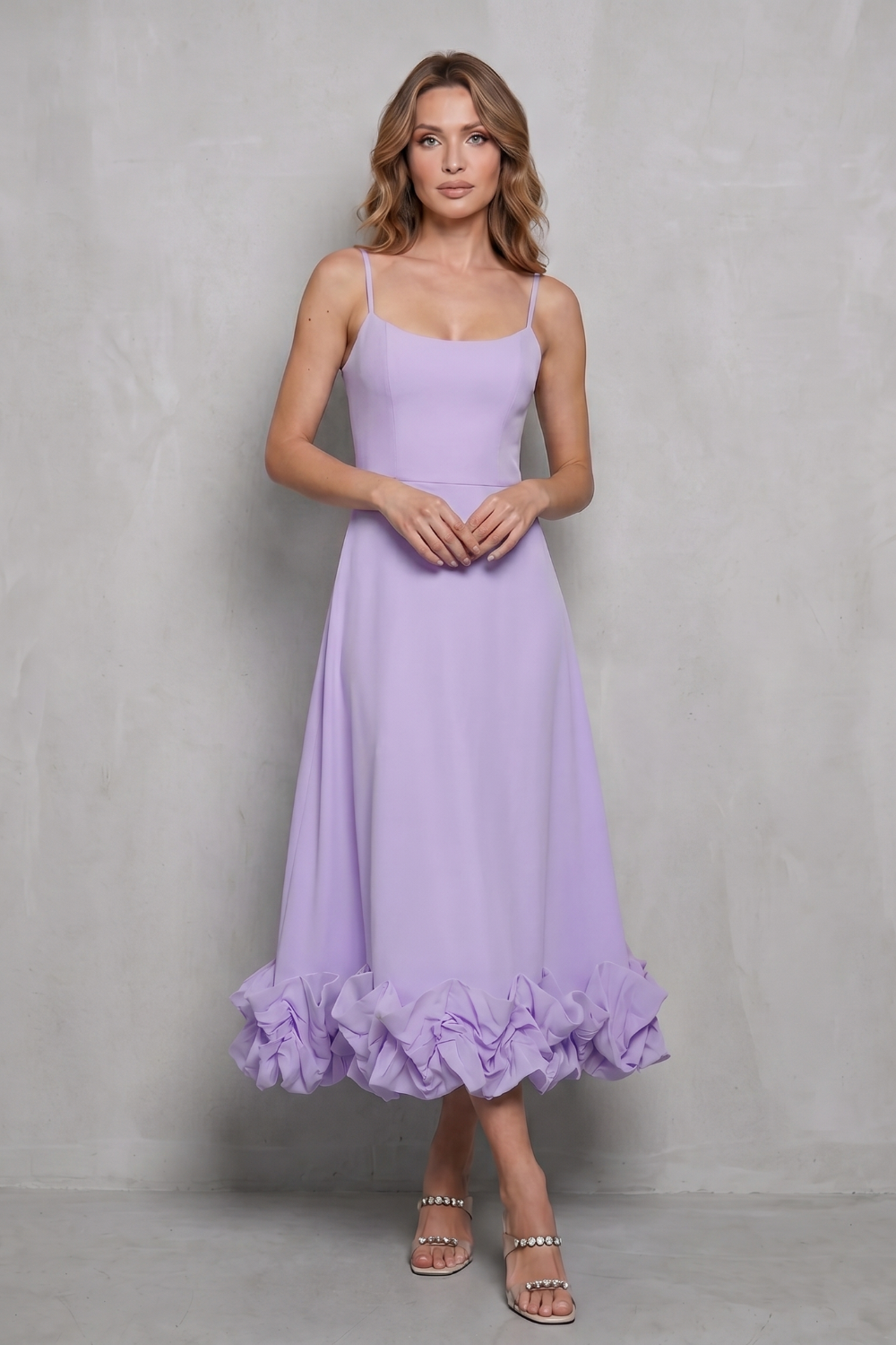 Damen ärmelloses Rüschen Midi-Kleid elegant - Image 8