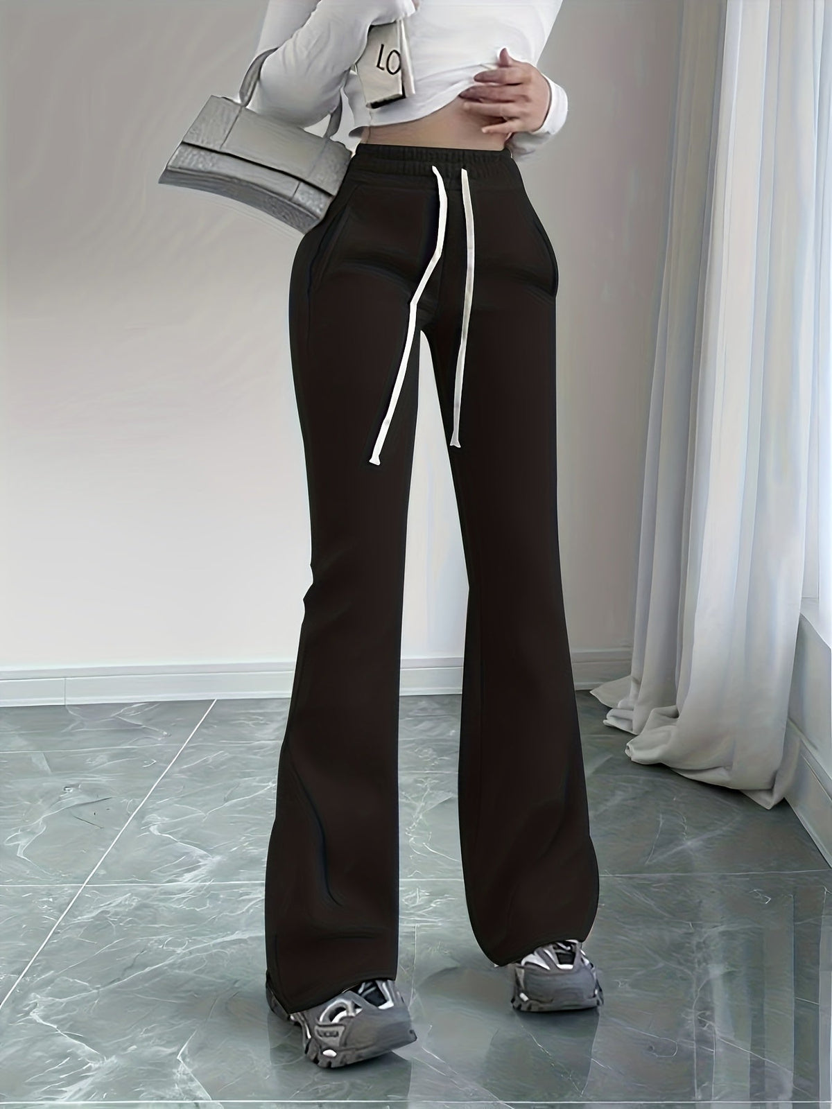 Damen Schlaghose Hoher Bund High Waist Hose - Image 2