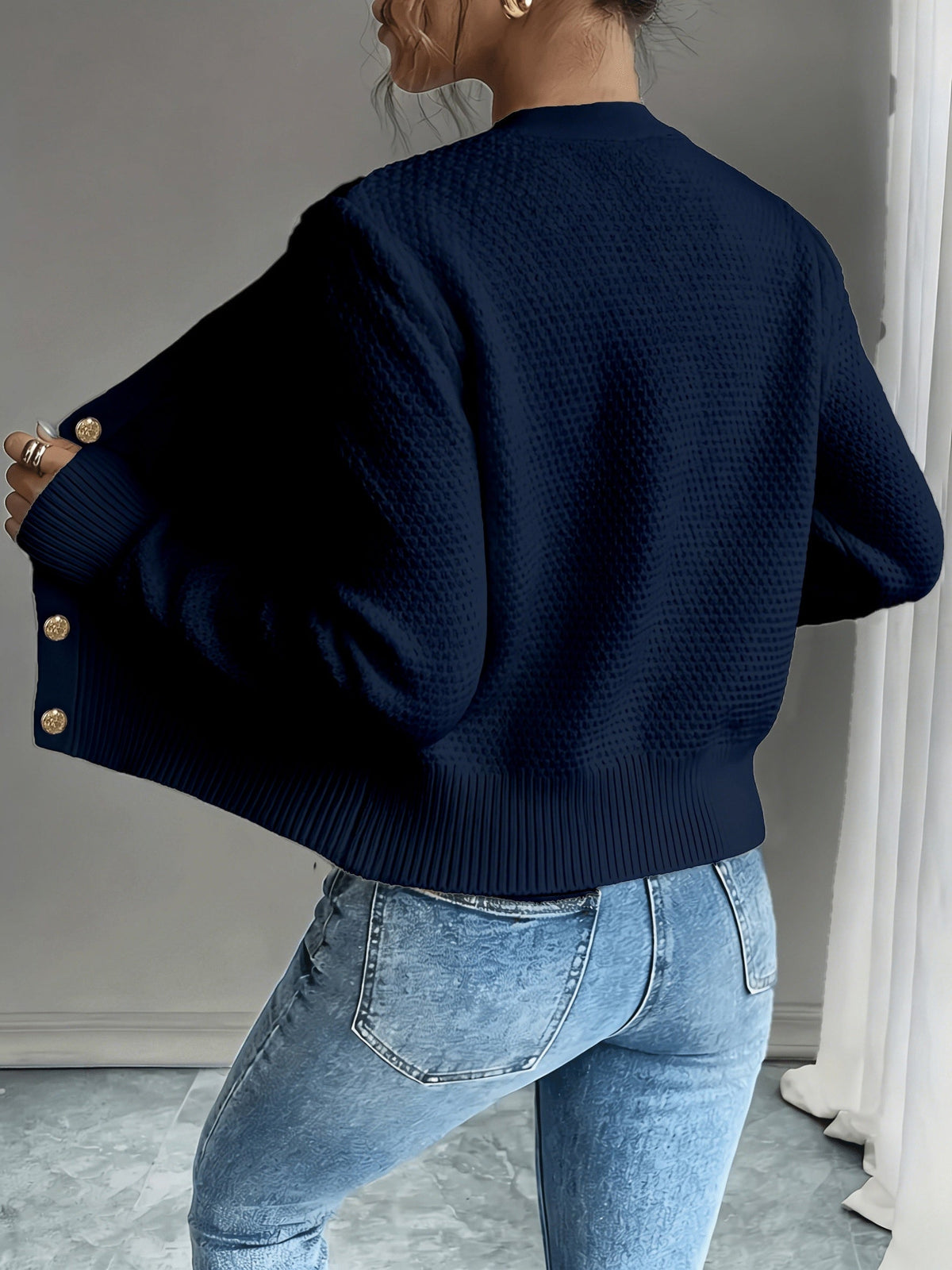 Damen Kabelstrick Strickjacke Knöpfe - Image 26