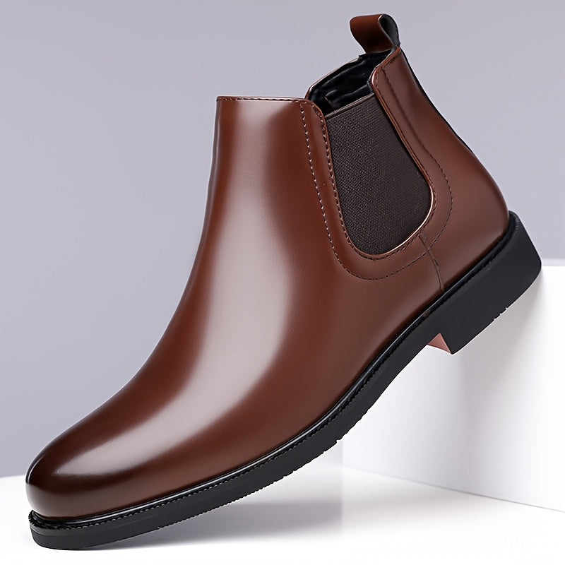 Herren Chelsea Boots Elegant Dunkelbraun Leder Schlupfstiefel