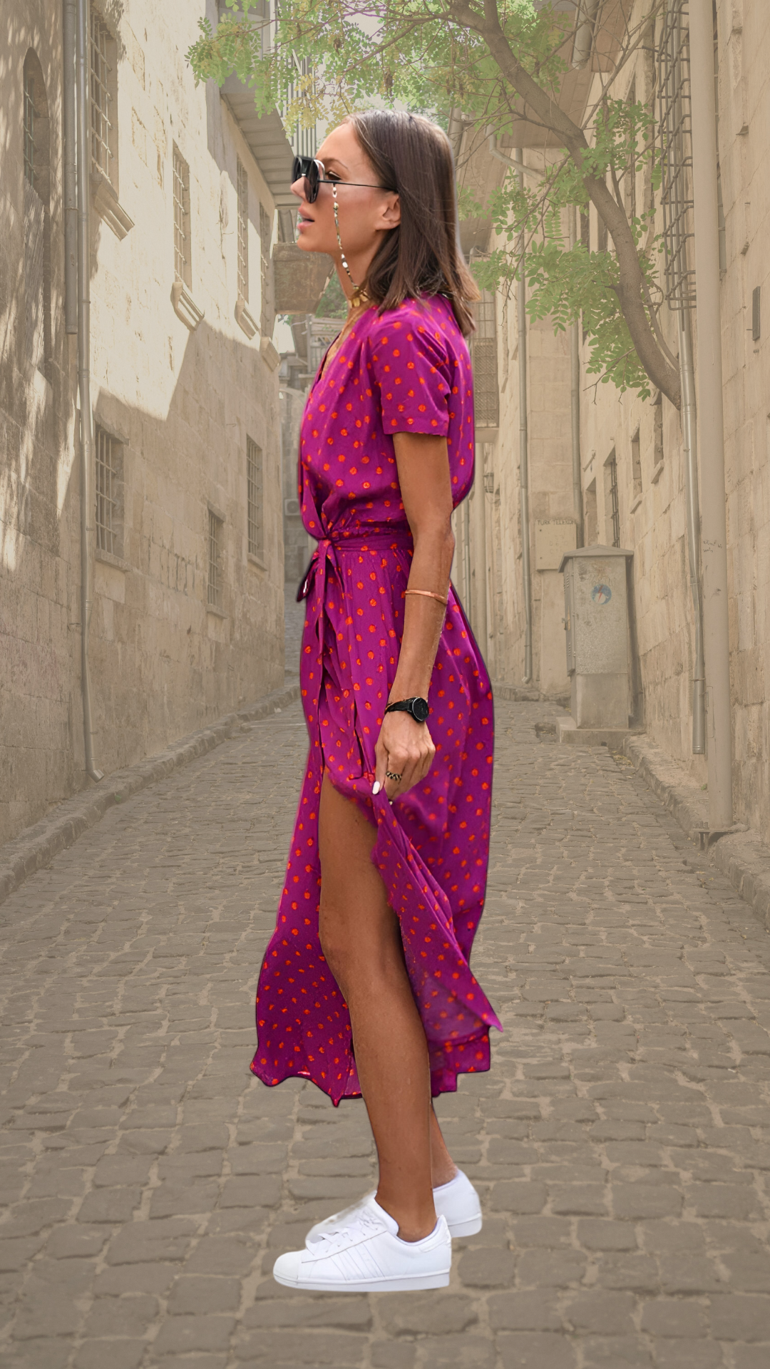 Damen Florales Wickel Maxikleid V-Ausschnitt - Image 8