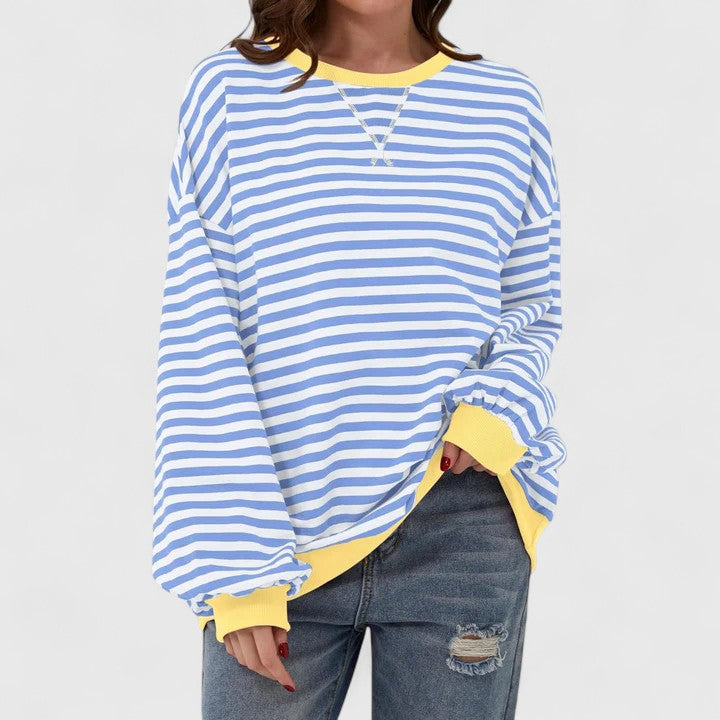 Damen Pullover Gestreift Locker Rundhals - Image 4