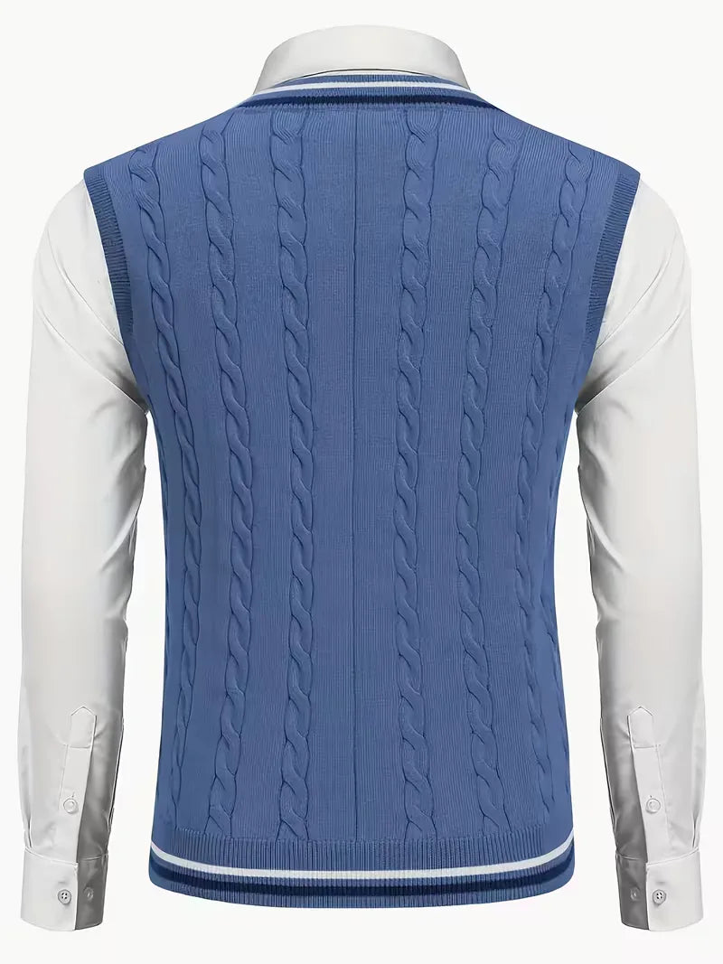 Herren Strick V-Ausschnitt Weste - Image 3
