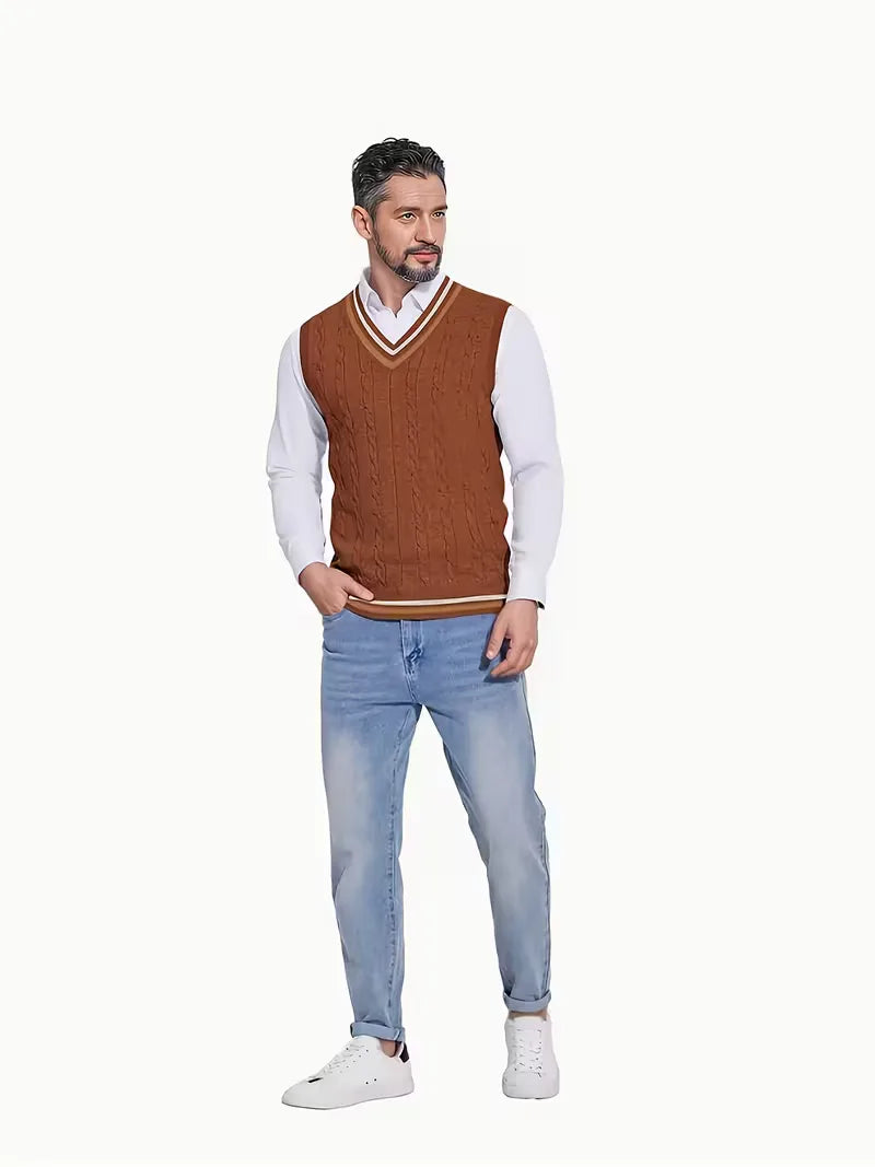 Herren Strick V-Ausschnitt Weste - Image 12