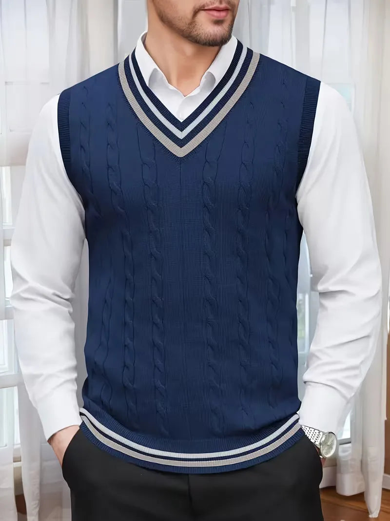 Herren Strick V-Ausschnitt Weste - Image 36