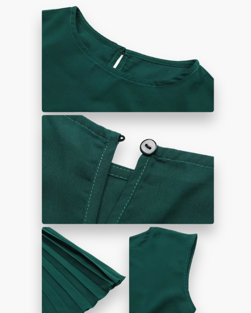 Damen Elegantes Plissee Midikleid mit Schleife A-Linie - Image 2