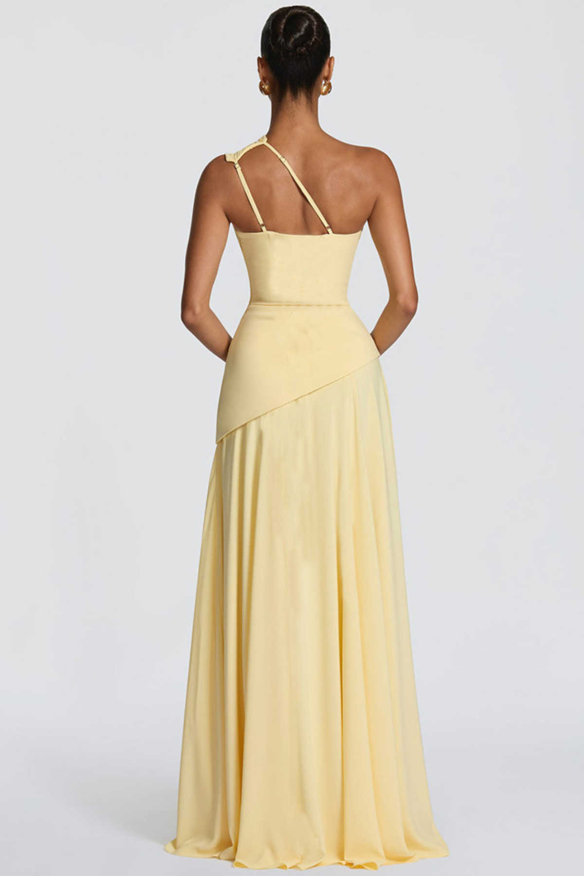 Damen Maxikleid One-Shoulder Drapiert Lang - Image 9
