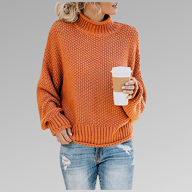 Damen Eleganter Strickpullover Stehkragen