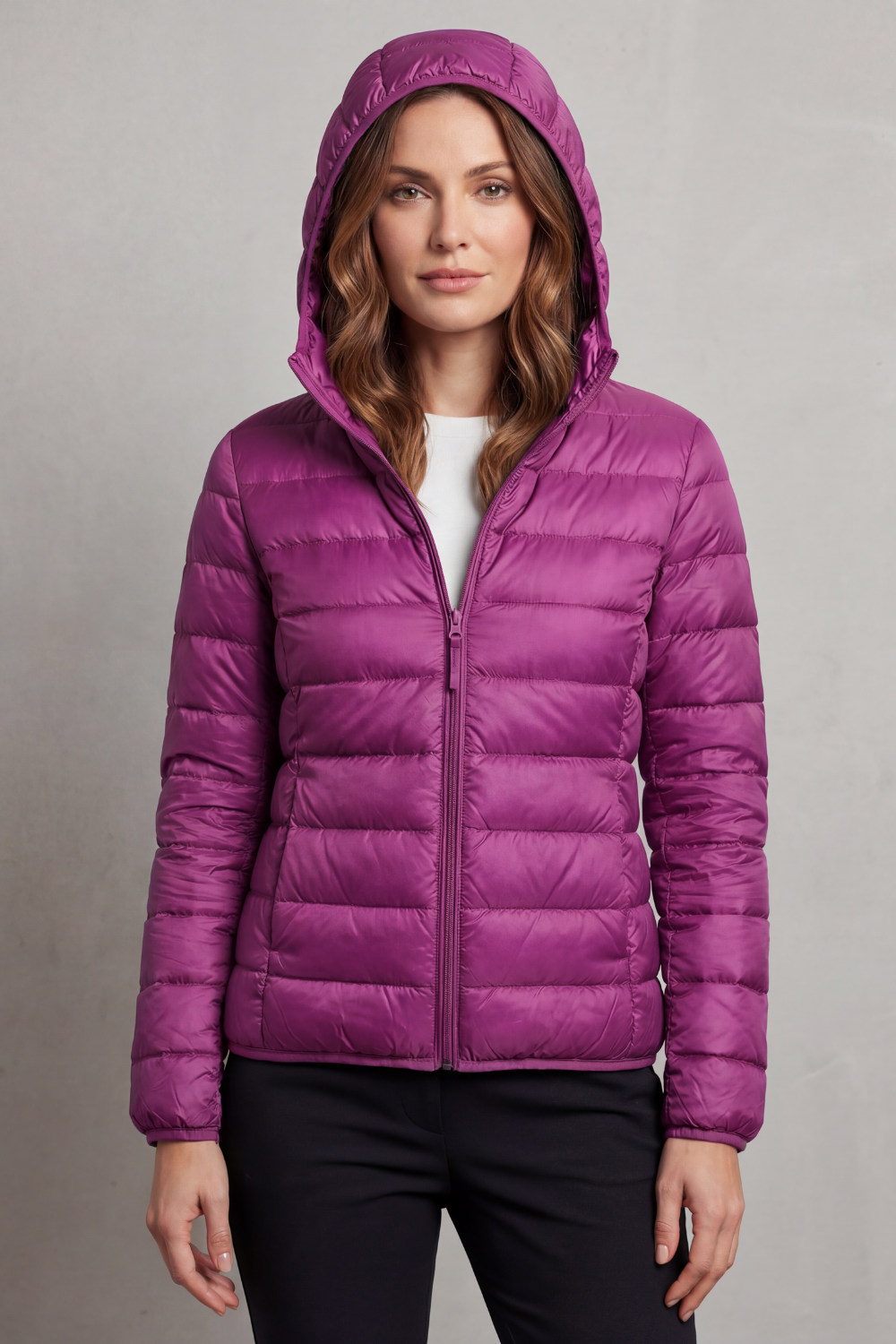 Damen Leichte Packbare Kapuzen Steppjacke - Image 16