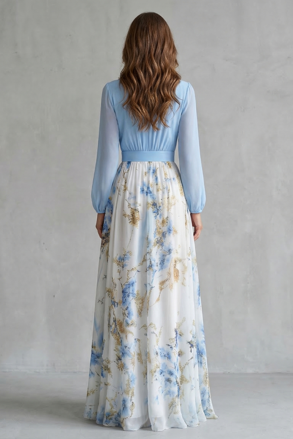 Damen Chiffon Maxikleid Blumenmuster elegant - Image 4