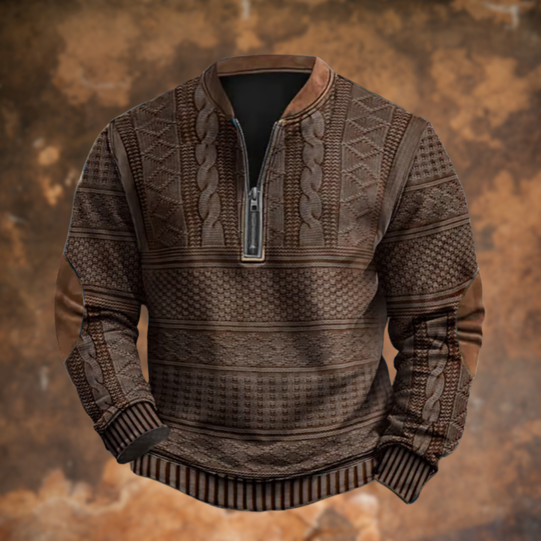 Herren Strickpullover Viertelreißverschluss Zopfmuster Troyer - Image 4