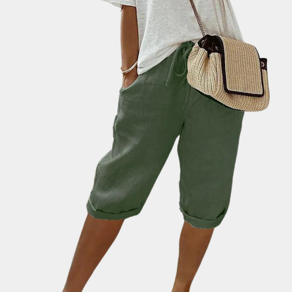 Damen Leinen Baumwoll Shorts Gummibund - Image 3