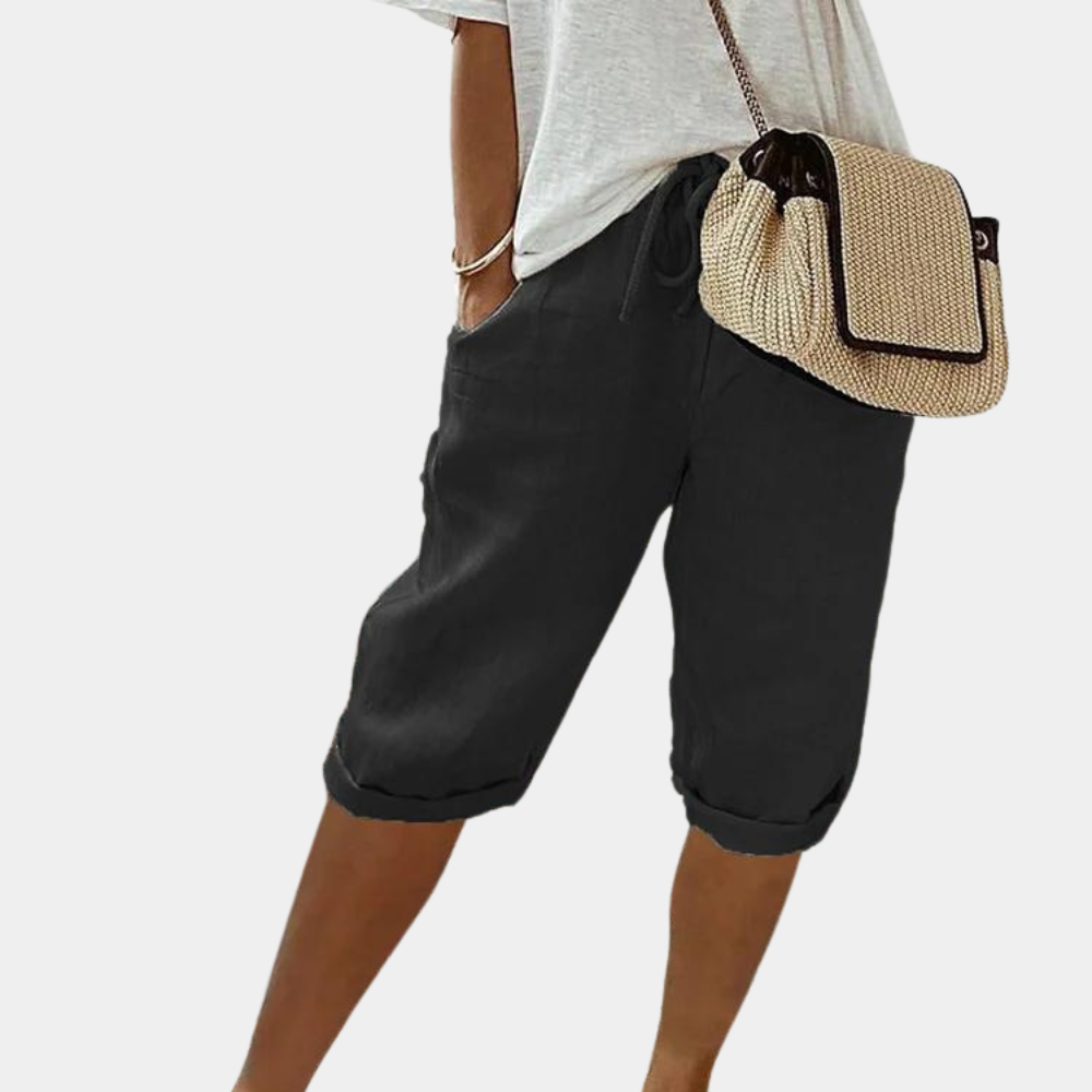 Damen Leinen Baumwoll Shorts Gummibund - Image 4