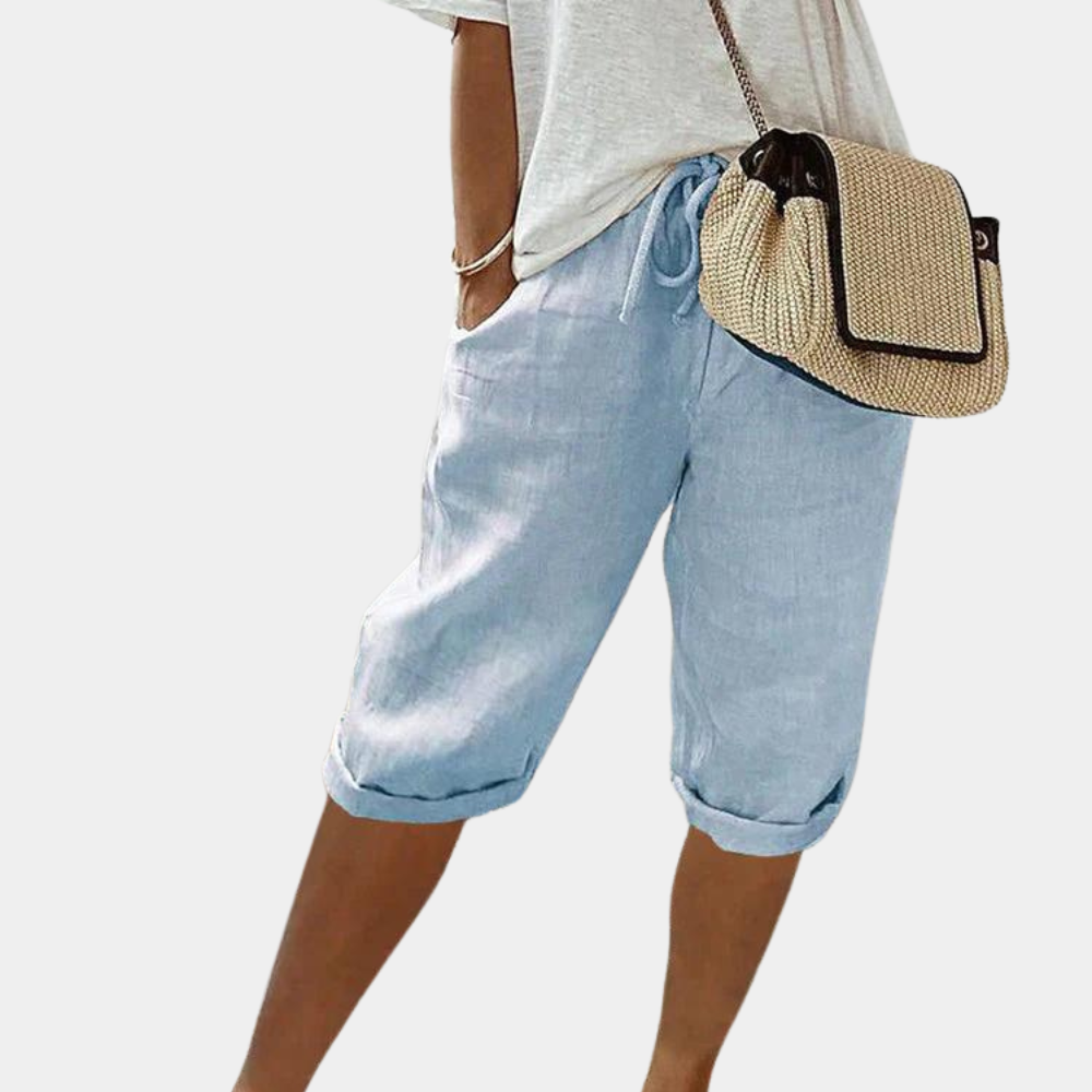 Damen Leinen Baumwoll Shorts Gummibund