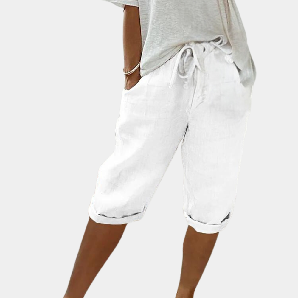 Damen Leinen Baumwoll Shorts Gummibund - Image 6