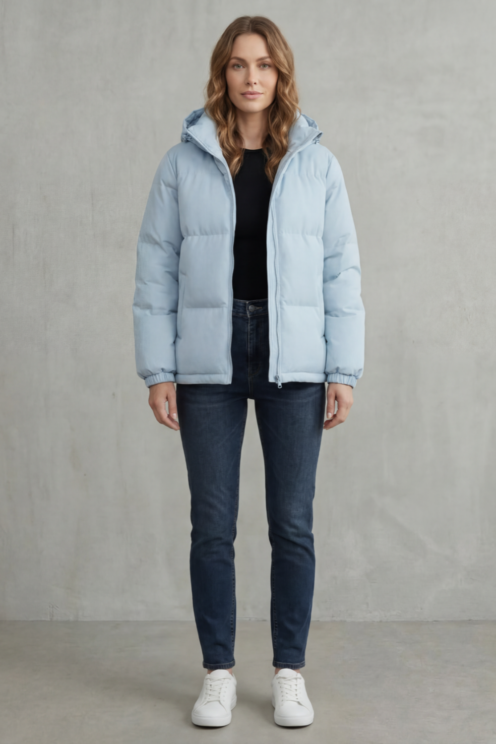 Damen Steppjacke mit Kapuze Pufferjacke Gesteppt - Image 2