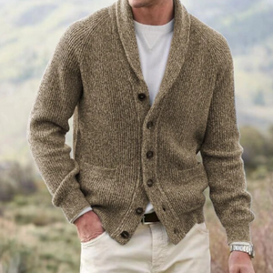 Herren Grobstrick Cardigan Schalkragen mit Knöpfen - Image 2